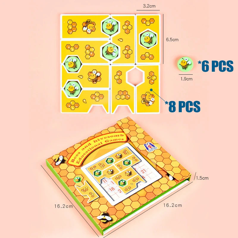 Montessori Magnetic Bee Puzzles Board Toys Logic Reasoning Thinking Board Games Wooden Educational Toys For Children Brain Train