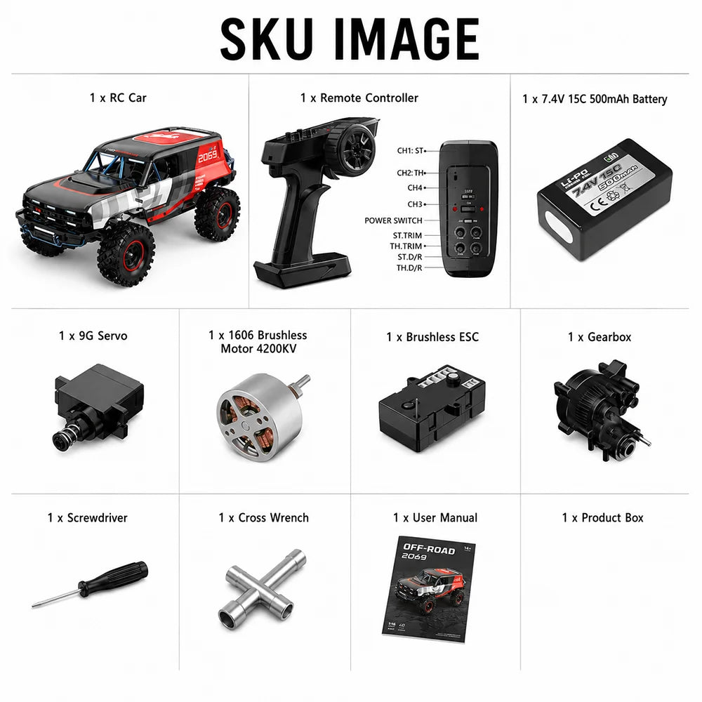 HYPER GO H18P RC Car MJX 1/18 Brushless Remote Contorl Vehicle 4WD Electric Off-road Climbing Crawler Model Truck Toys