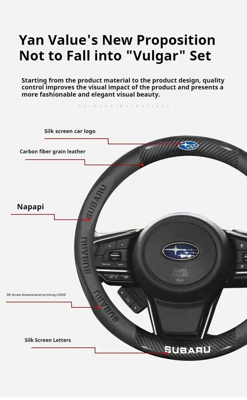 For Subaru Brz Wrx Xv Ascent Forester Outback Impreza Legacy Car AntiSlip Carbon Fiber Leather Ultrathin Steering Wheel Cover
