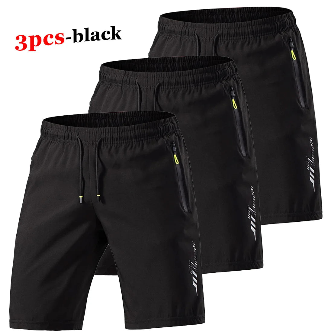 Men's 3-Pcs Sports Shorts Quick Dry Summer Fitness Gym Training Short Pants Lightweight Cool Sportswear Breathable Beach Shorts