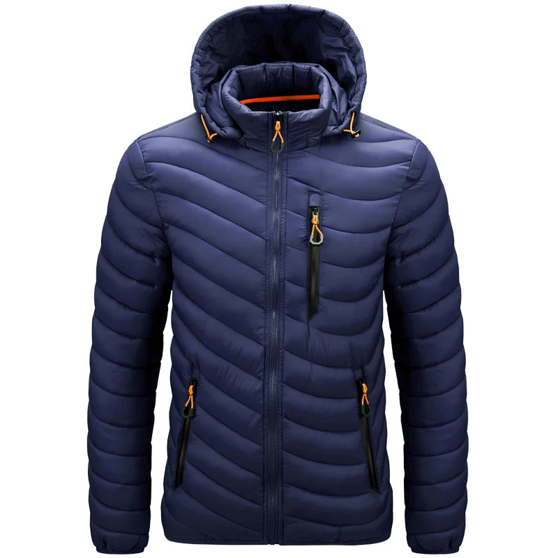 Mens Lightweight Outdoor Puffer Jacket Hooded Insulated Thermal Puffy Winter Heated Running Travle Casual Cotton Outdoor Coat