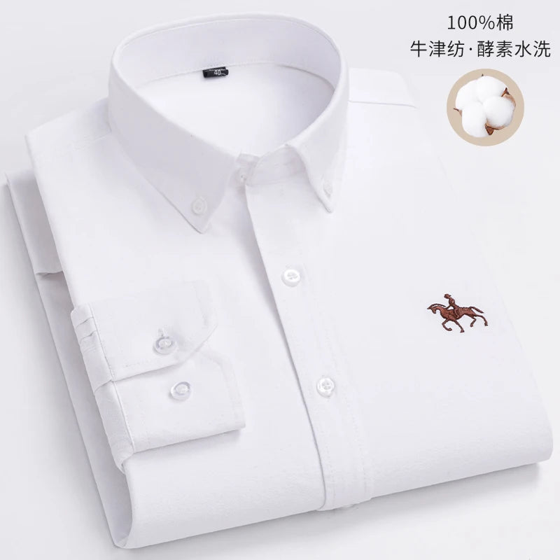 Fashionable Cotton Men's Shirt Long-Sleeved Oxford Soft Comfortable And Breathable Classic Versatile Business Casual Men's Shirt