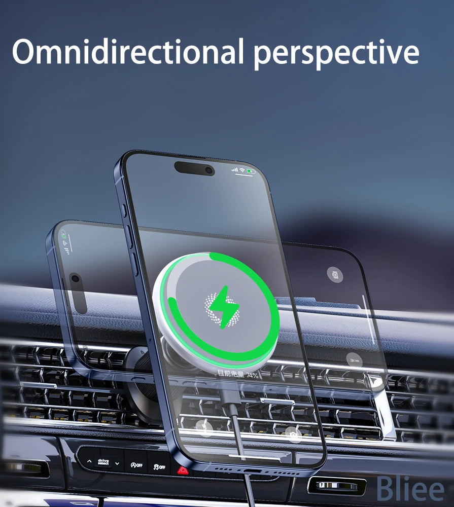 For KIA EV5 2024 2025 Car Phone Holder Screen Fixed Base Magnetic Car Mobile Phone Wireless Charging Stand Rotatable MagSafe