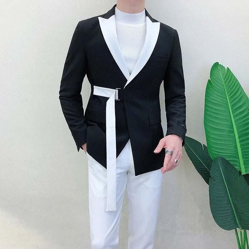 Fashion Slim Fit Men Suit 2 Piece Stylish Young Men Groom Tuxedo Men Wedding Suits Set Casual Custom Man Jacket Vest Pants