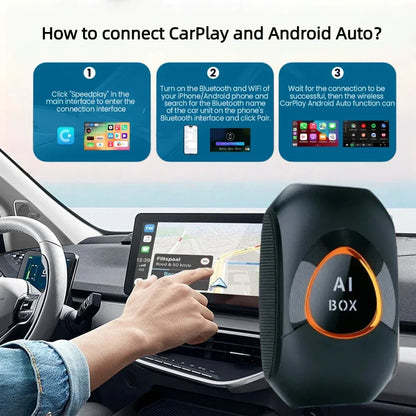 CarRocket Wireless CarPlay AI Box Plug And Play Android 15 Netflix YouTube Car Multimedia Video Box for Cars with Wired CarPlay