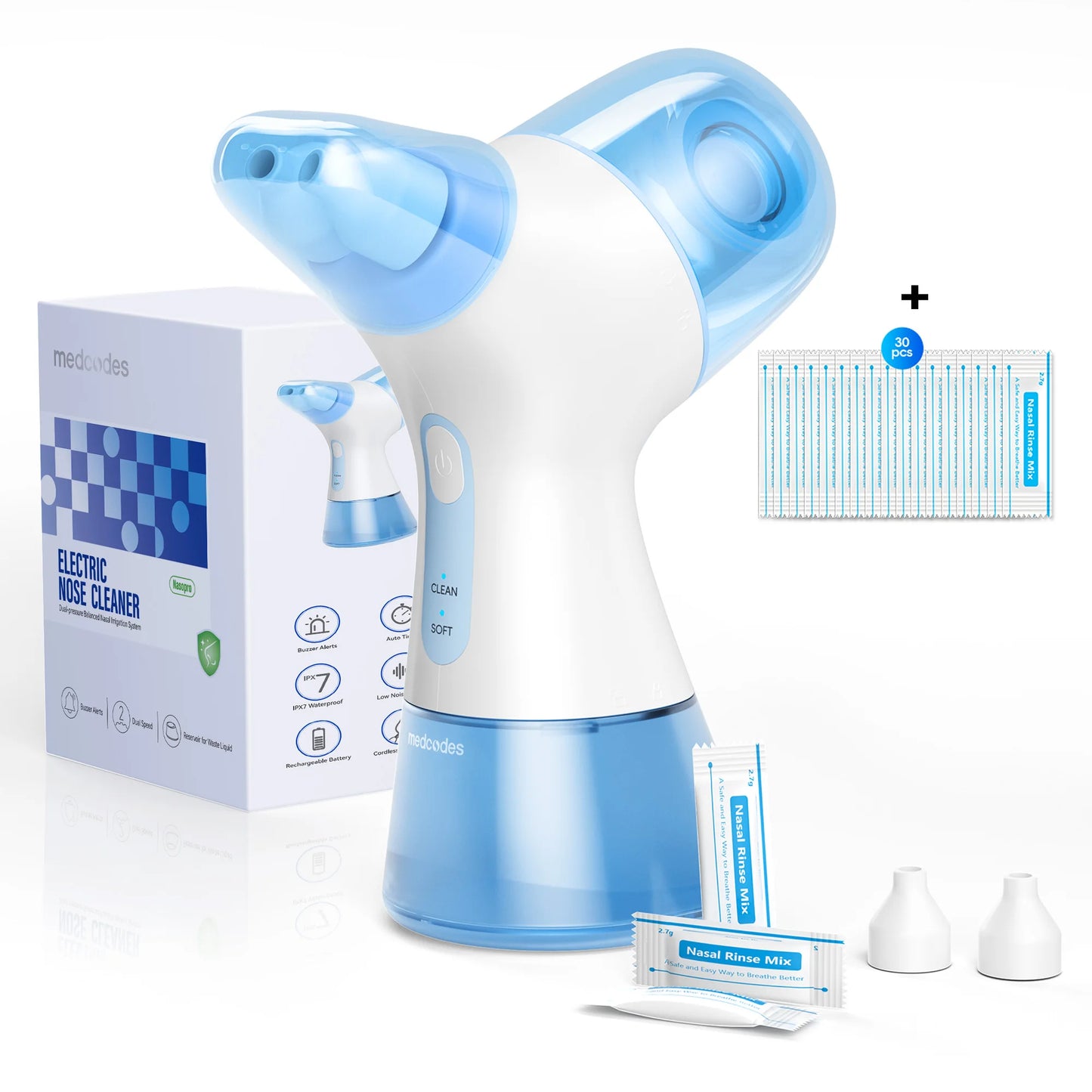 Electric Nasal Rinse Irrigation,30 Salt Packets, for Relieving Sinus Discomfort, Self-Cleaning and Automatic Waste Collection