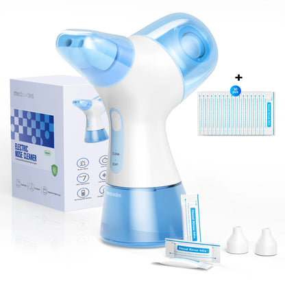 Electric Nasal Rinse Irrigation Self-Cleaning with Auto Waste Collection, 30 Salt Packets for Sinus Discomfort Relief