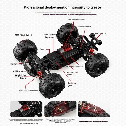 UJ High-Speed RC Car Toy - Electric Off-Road Racing 4WD Proportional Control 75-100km/h Four-Wheel Drive Remote Control Vehicle
