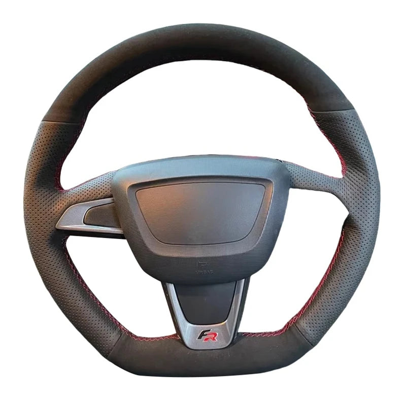 Hand Sewing Soft Suede Car Steering Wheel Cover For Seat Ibiza(6J)(FR/CUPRA) 2015 Mii FR Leather Original Steering Wheel Braid