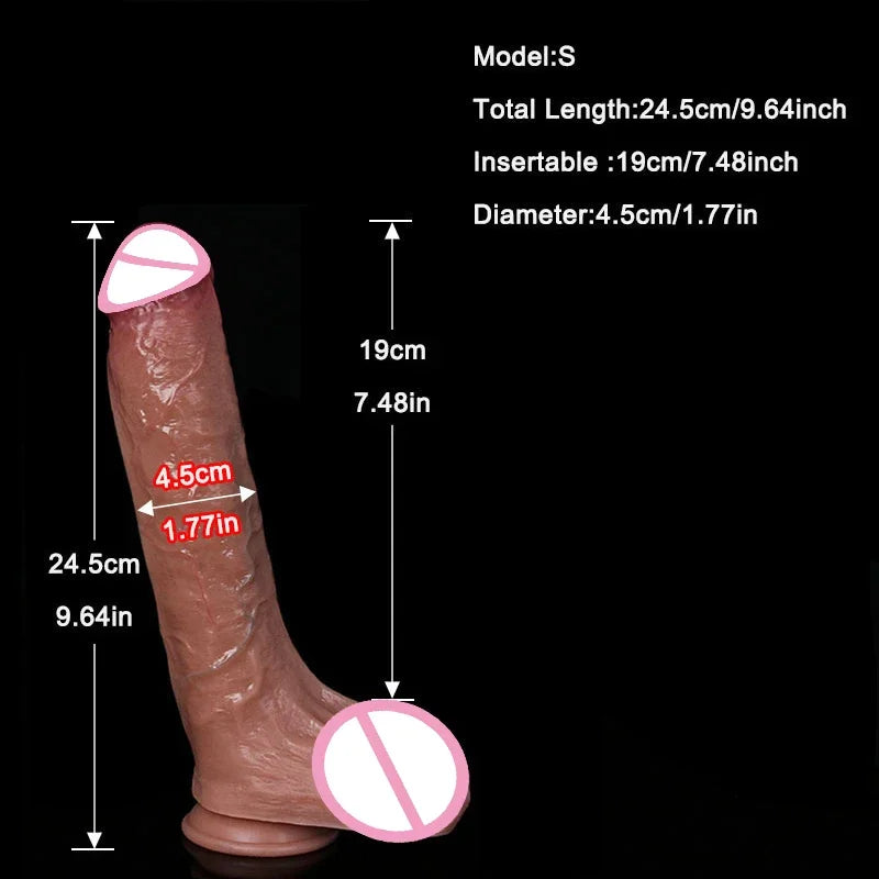 4Sizes Realistic Soft Big Dildo Double Silicone Suction Cup Penis Couples Masturbation Huge Cock Woman Man Anal Adult Sex Toy