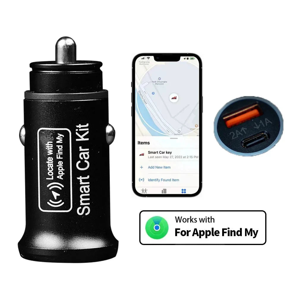 Car Charge GPS Locator Tracker 20W USB Phone Charger Fast Charging Type C QC3.0 With iPhone Find My Apple Official App