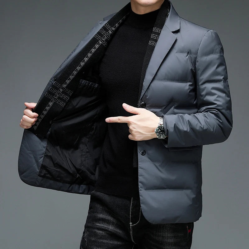 Down Suit Men 2025 New Style Middle-Aged Men's Fashionable Winter Warm and Comfortable Down Jacket Dad Winter Suit Jacket