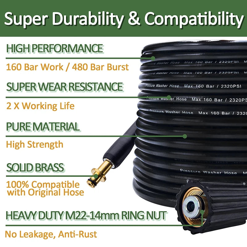 High Pressure Washer Hose Pipe Cord Car Washer Water Cleaning Extension Hose Water Hose for Karcher K2 K3 K5 K7 Pressure Cleaner