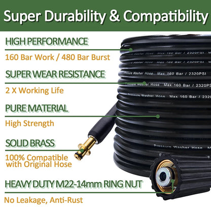 High Pressure Washer Hose Pipe Cord Car Washer Water Cleaning Extension Hose Water Hose for Karcher K2 K3 K5 K7 Pressure Cleaner