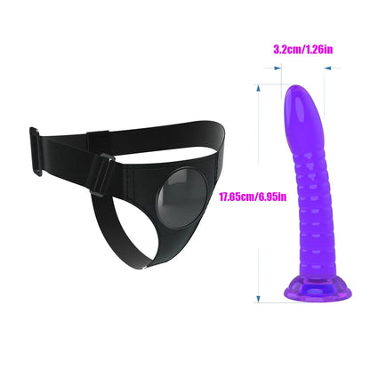 Adjustable Strap-on Harness with Spiral Dildo Hands-free Interaction 4 Colors Wearable Adult Sex Toy Product for He
