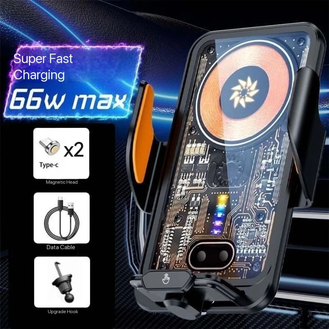 66W Fast Charging Car Phone Holder Wireless Magnetic Charging Base  Fully Automatic Sensor Activation Function