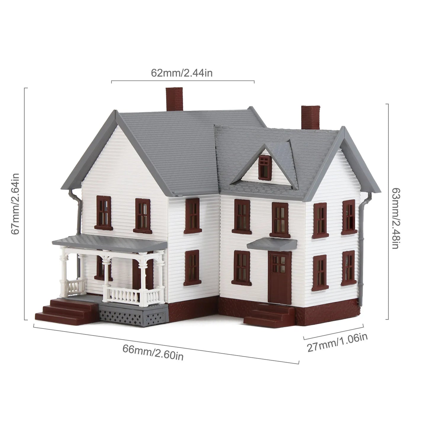 Evemodel N Scale Model Dwelling House Pre-built Painted Two-story Building