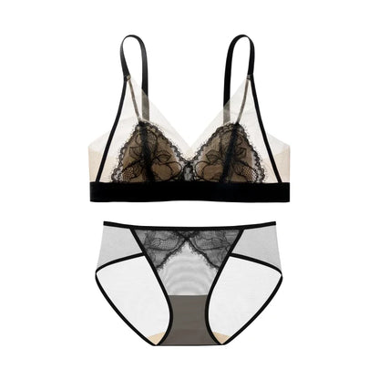 SUJIIN Women's Bra and Panty Sets Summer Seamless Wireless Lace Thin Triangle Cup Bras for Women Lingeries Sexy Hot MX292+N197