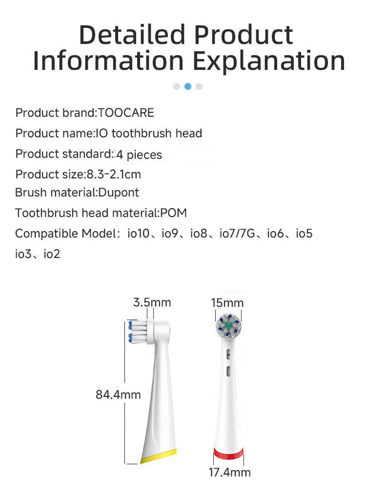iO Replacement Brush Heads Compatible with Oral B IO 2/3/4/5/6/7/8/9/10 Electric Toothbrush, Cross Clean Toothbrush Head Refill