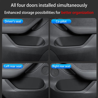 For Tesla Model Y Juniper 2025+ Door Side Storage Box Fully Covered Door Storage Tray TPE Front And Rear Door Side Storage Boxes