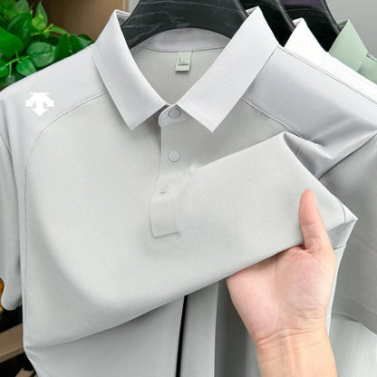men's new summer brand short sleeves seamless polo shirt lapel printing high quality patchwork t-shirt leisure sports men's wear