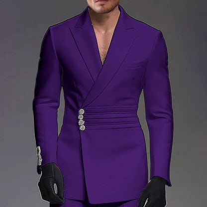 Wedding-ready Slim-fit Men Suit 2 Pieces(Jacket+Pants) Groom Suit Single-breasted Peak-lapel Formal Set for Elegance Custom