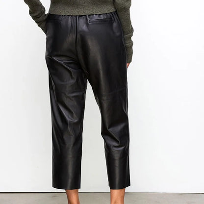 2026 New Streetwear Plus Size Pants Y2k Fashion Genuine Leather Harem Pants Women Real Sheepskin Trousers High Elastic Waist