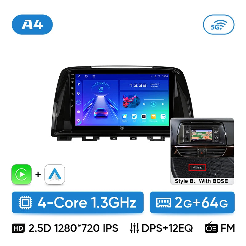 Ainavi Car Multimedia Player For Mazda 6 GJ Atenza 2013 2014 2015 Touring Sport GT wireless Carplay Android Auto 4G Wifi 2din