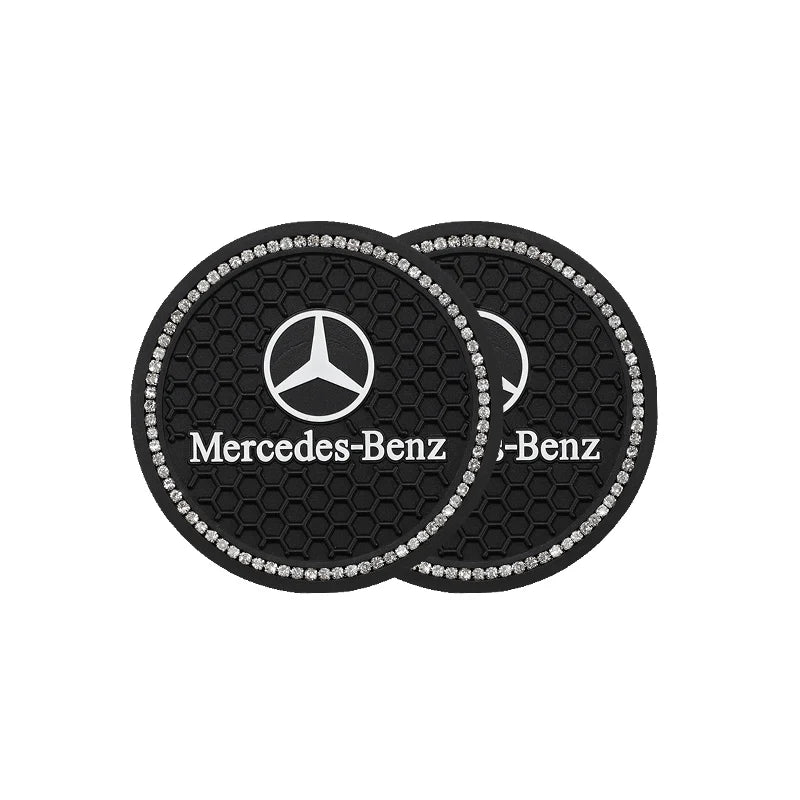 2Pcs Crystal Decoration Silicone Mat Car Water Cup Groove Anti-slip Pads For Mercedes Benz AMG Smart W205 C300 W203 W206 W108