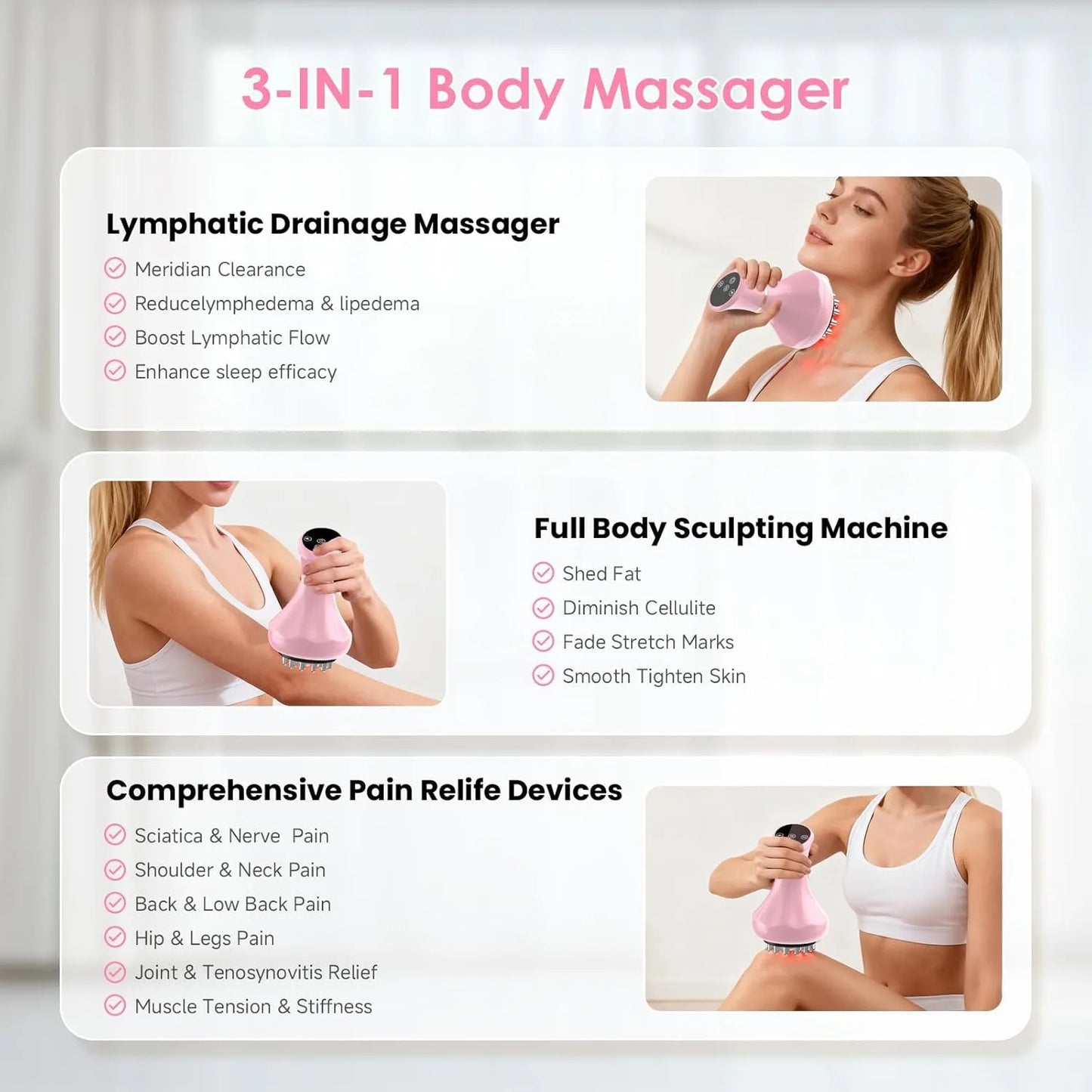 New Electric Meridian Brush 9 Levels Vibration Body Massager Shaping Reduce Stretch Marks Cellulit Relax Muscle Massage Tool