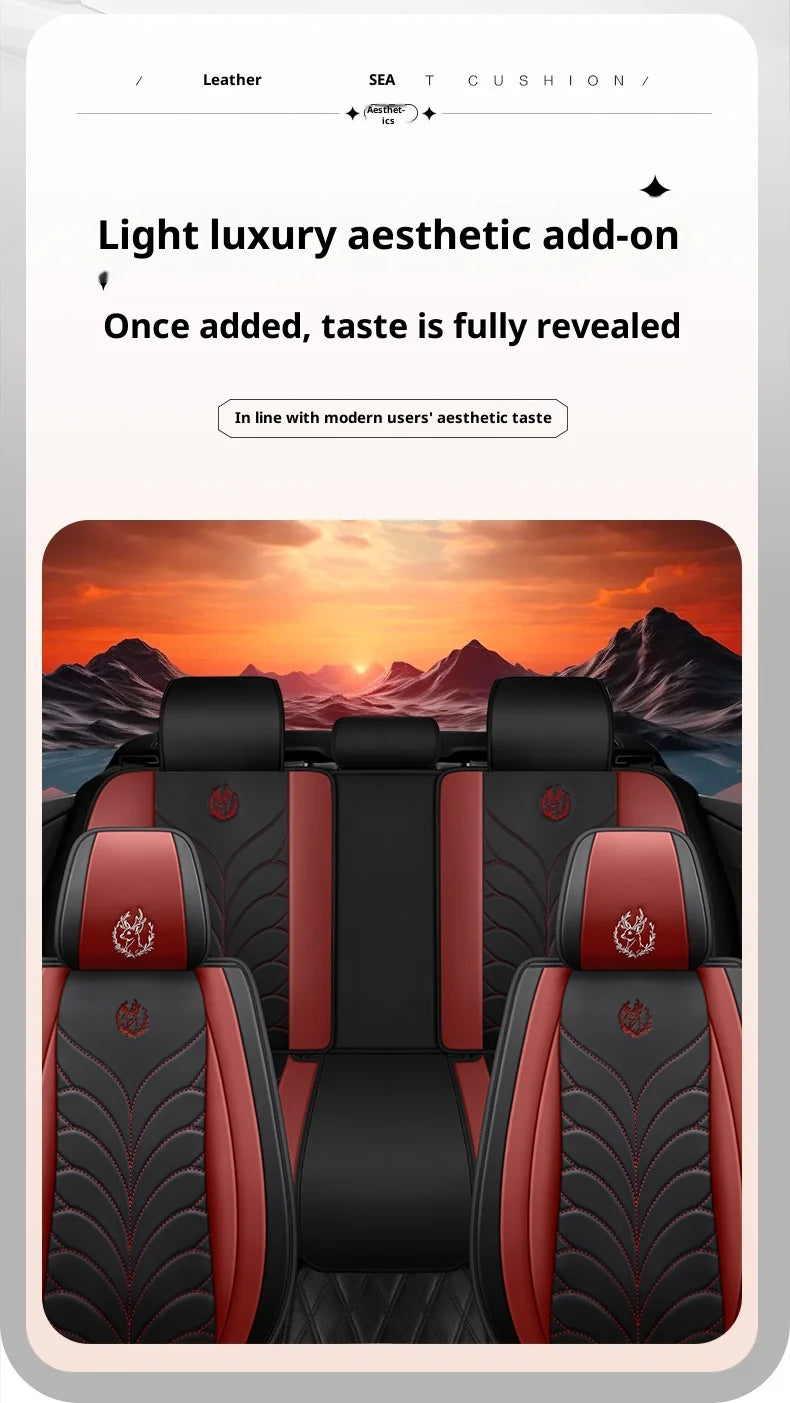 Five-seat universal car seat covers, available in multiple colors, durable and easy to install, suitable for most vehicles.