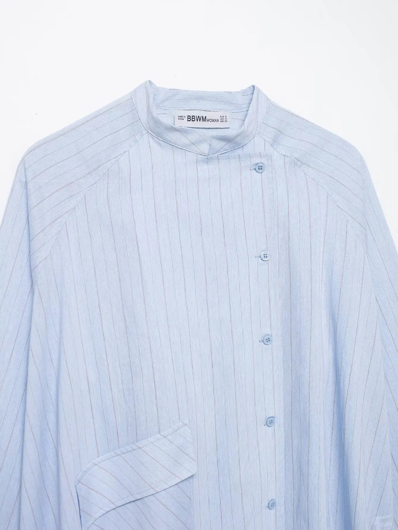 Women's Striped Shirt with Pocket New Spring Long Cuffed Sleeve O Neck Simple Women Shirt & Blouses Asymmetric Hem Female Tops