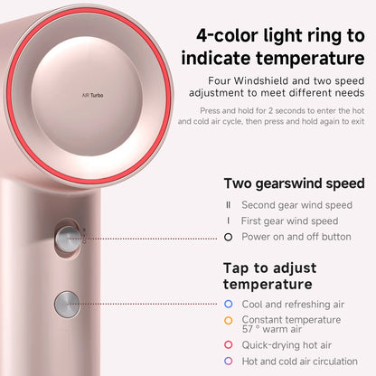 DOCOLAB High Speed Hair Dryer UK Plug Negative Ions Straightener 525g Lightweight Magnetic Nozzle Blow Dryer Home Travel Gift