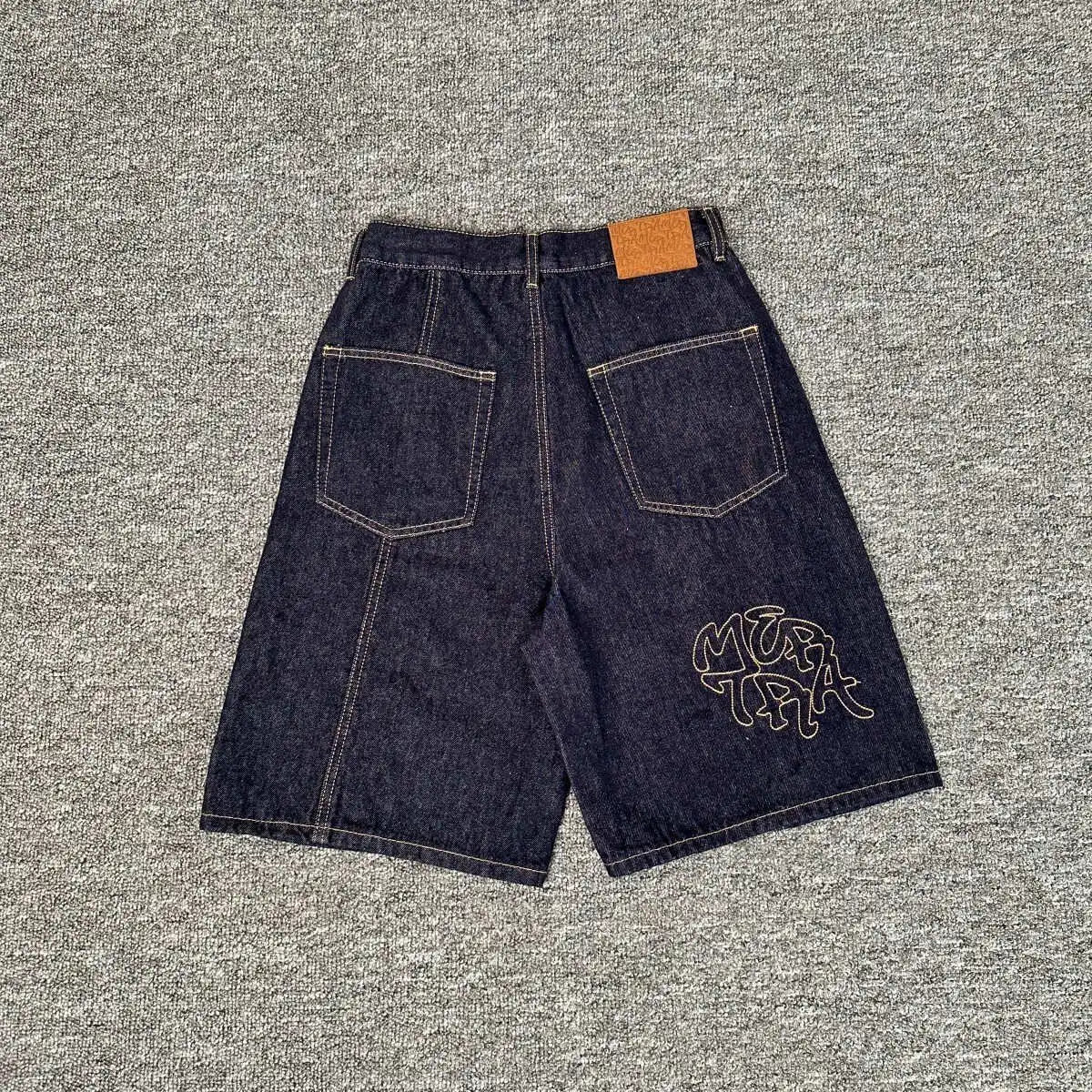 Mertra Embroidery Logo Hip-Hop Rap Street Fit Loose Men's and Women's Five-Piece Pants Casual Jeans Summer Trend
