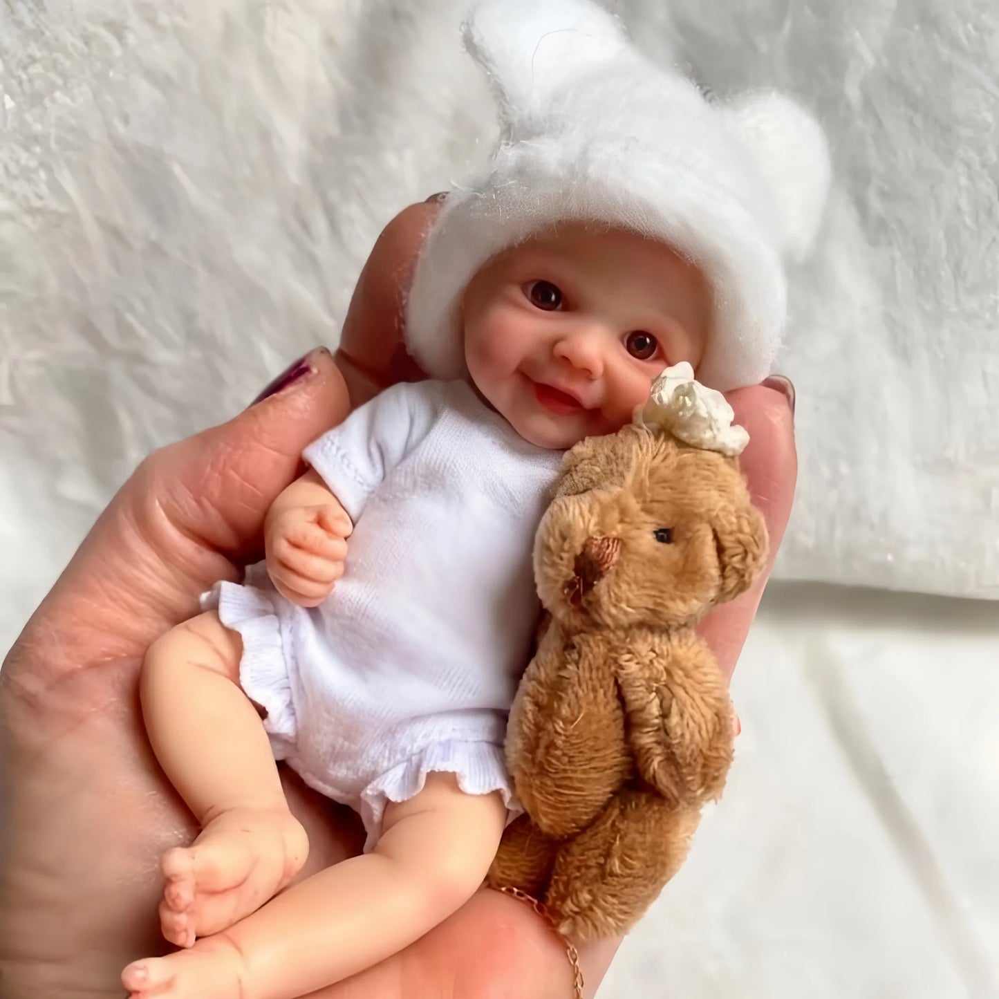 6 Inch Cuddly Mini Palm Silicone Bebe Reborn Girl & Boy Flexible Soft Touch Can Washable Lifelike Reborn Silicone Doll