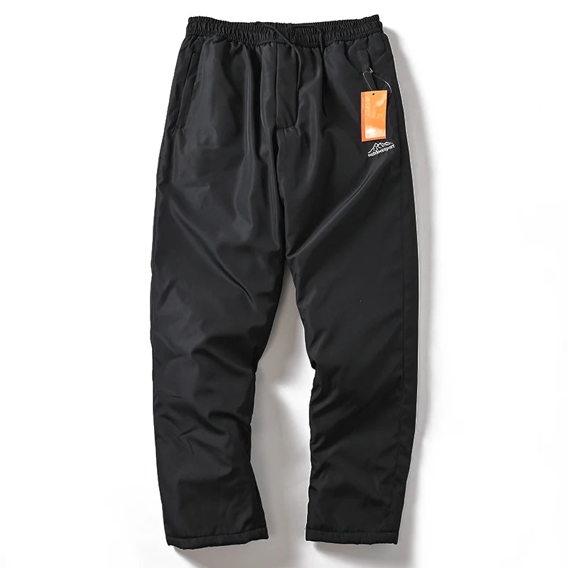 Thickened Cotton Pants for Men Winter Outdoor Warmth Windproof Straight Leg Casual Trousers Trendy Pure Color Youth Spring