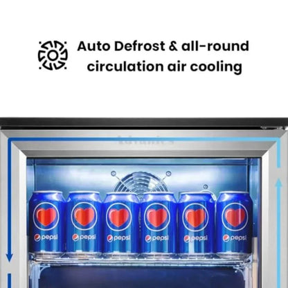 20IN Beverage Refrigerator with Glass Door for Soda Beer Drink Cooler, Stainless Steel, Black, Energy-Efficient Built-in Under