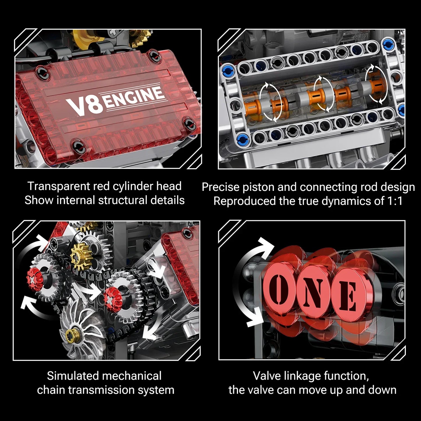 478PCS V8 Engine Building Block with L Motor Battery Case Box Car Model Technical Assembly Bricks Educational Toys Birthday Gift