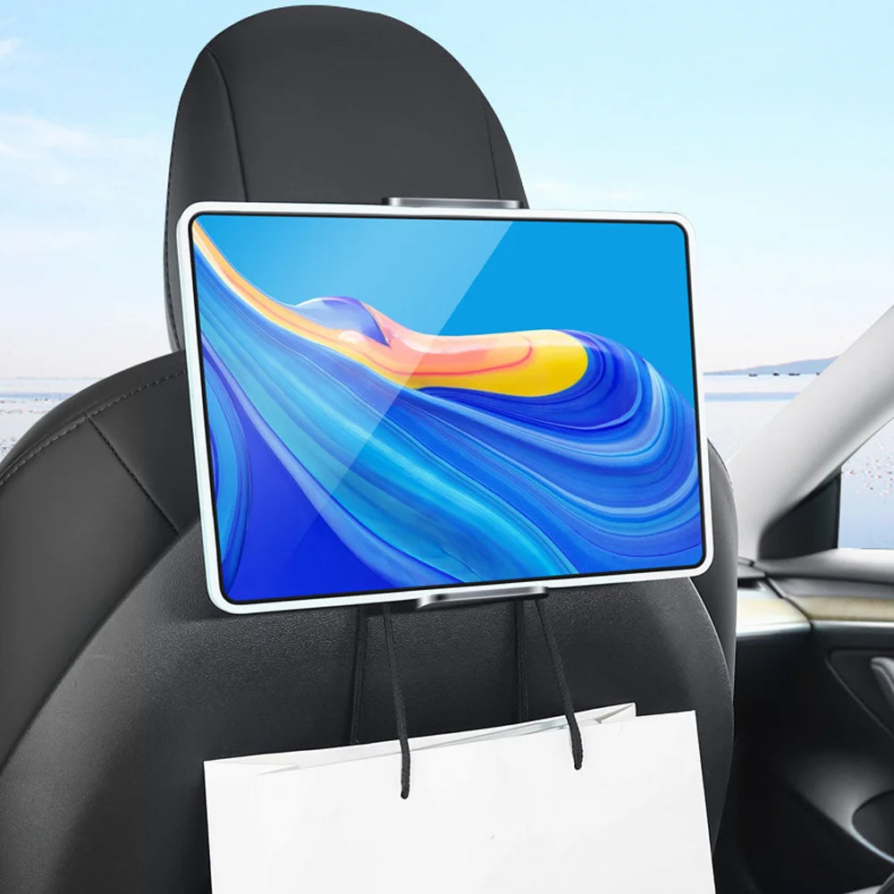 For Tesla Model 3/Y Back Seat Phone Holder with 2 hooks 360° Rotate Stand Auto Headrest Bracket Support For Tablet PC iPad Mini
