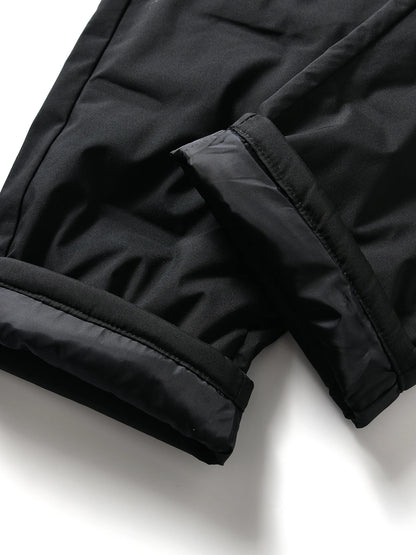 Men's Lightweight Duck down Straight Leg Elastic Waist Pants Winter Warm Casual Fashionable Polyester Fiber Long Trousers