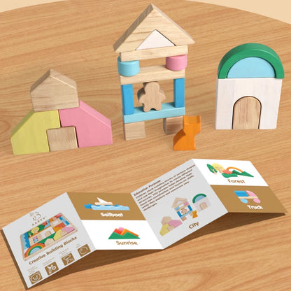 Big Size Wooden Blocks Rainbow Building Blocks Stacking Wood Toy Shape Color Cognitive Learning Toys Montessori Early Education