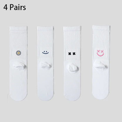4 Pairs Men's Cotton Work Socks Long Running Breathable Ankle Crew Socks Casual Socks for Men Cycling Socks
