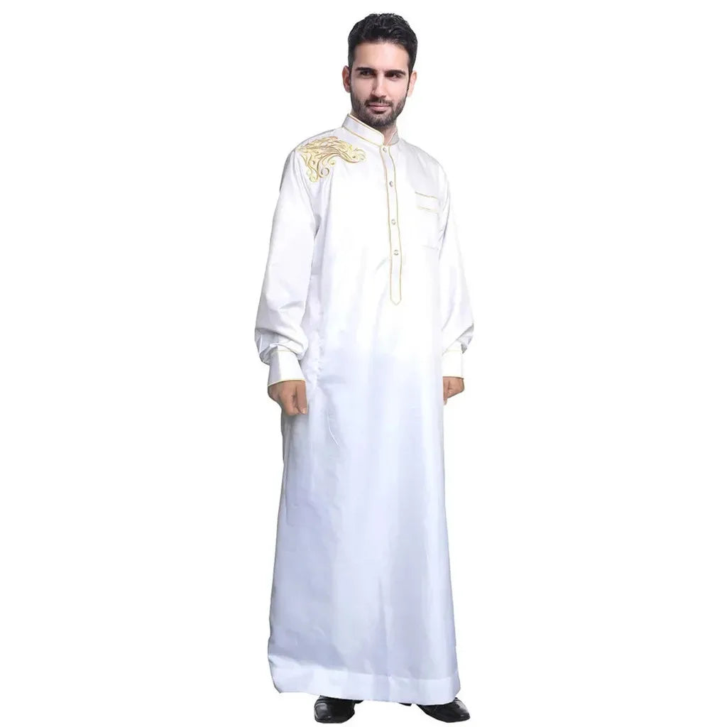 Traditional Muslim Men Jubba Thobe Islam Clothing Ramadan Abaya Thawb Long Robe Saudi Musulmane Caftan Jubah Dubai Arabic Dress