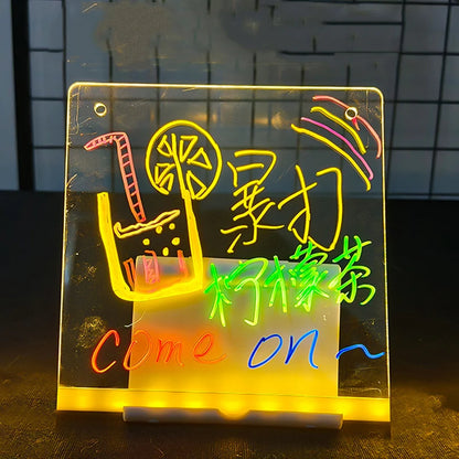 LED Luminous Blackboard Drawing Toys Magic Light Blackboard Graffiti Coloring Art Lamp Acrylic Message Board Montessori Kids Toy