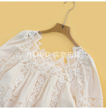 HEIDD Gentle Wave Collar Embroidered Heavy Work Loose Shirt Women's Spring 2026 Breathable Long Sleeve Cotton Gentle Style