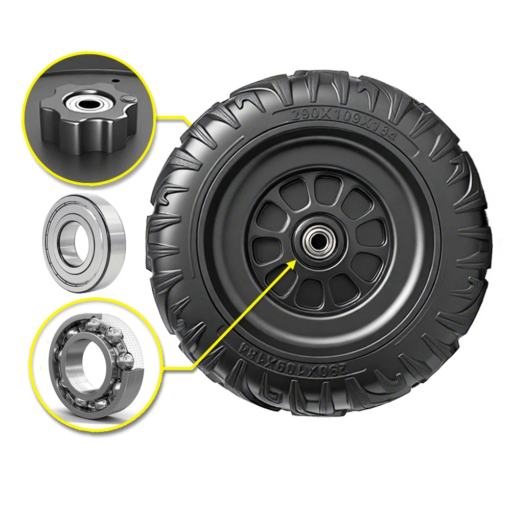 29CM/11.4'' EVA Solid Rubber Tire for Children Electric Ride on Toys Car ﻿Alligator Tires Upgrade Parts,Black,Bearing,Coupler