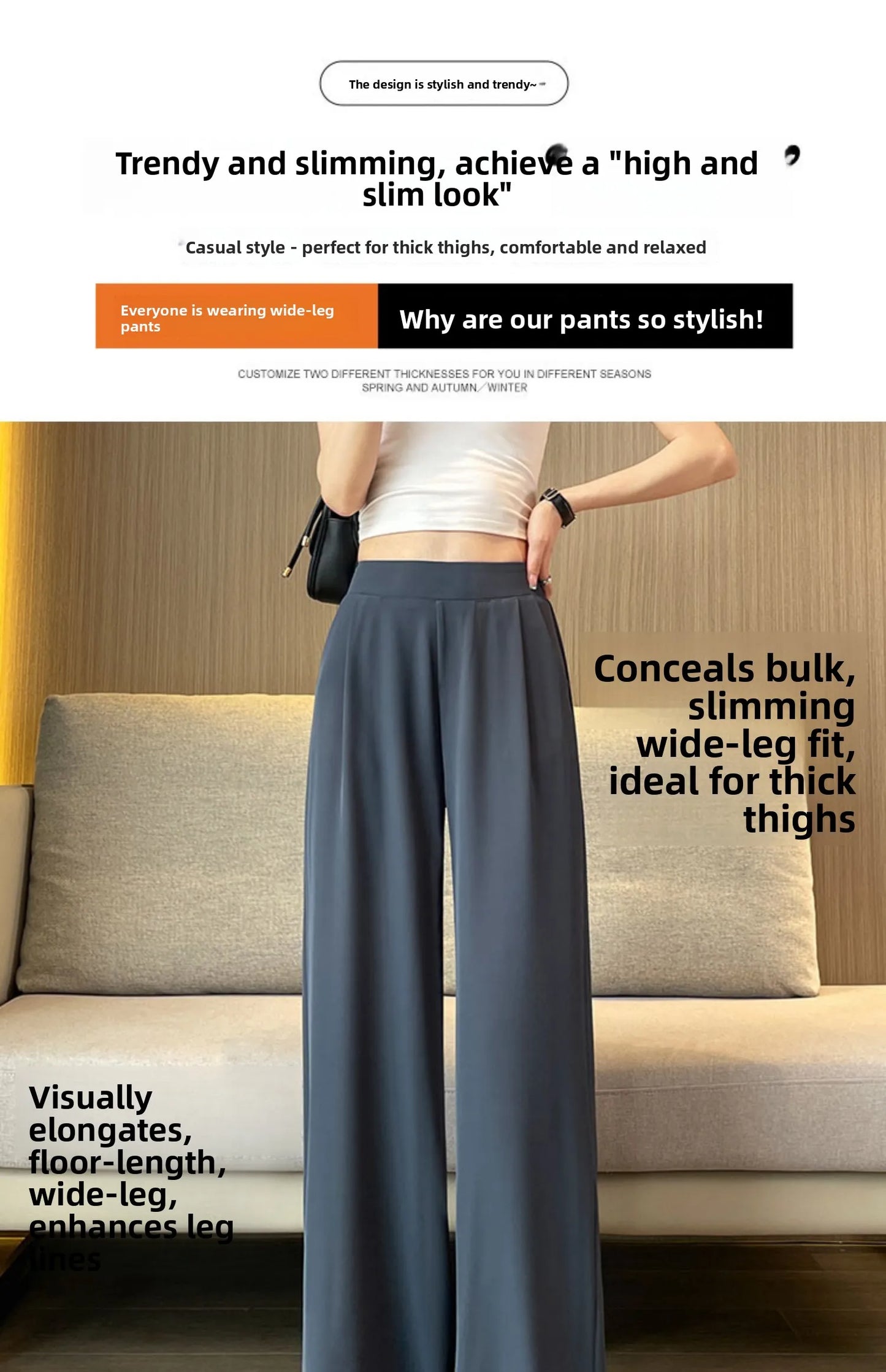 High Waist Wide Leg Pants Women's Loose Casual Straight Nine Points Super plus Size Slimming Trousers Korean Sle Spring Aut...