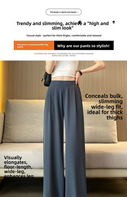 High Waist Wide Leg Pants Women's Loose Casual Straight Nine Points Super plus Size Slimming Trousers Korean Sle Spring Aut...