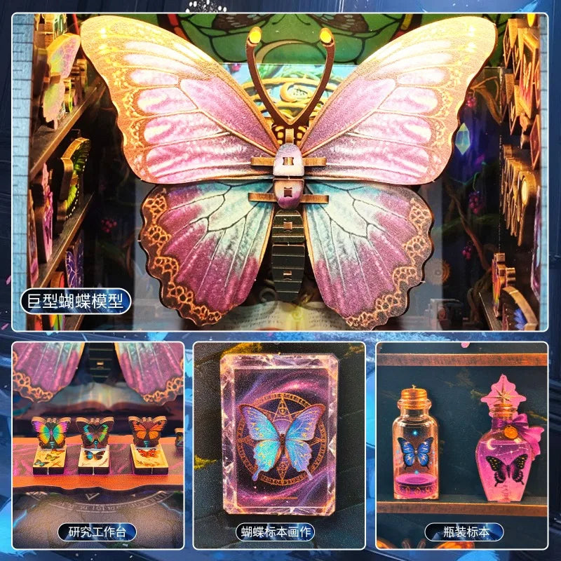 3D Butterfly Room Wooden Puzzle Adults DIY Handmade Jigsaw Educational Toy Unique Art Ornament Souvenir Gift for Kids Decoration