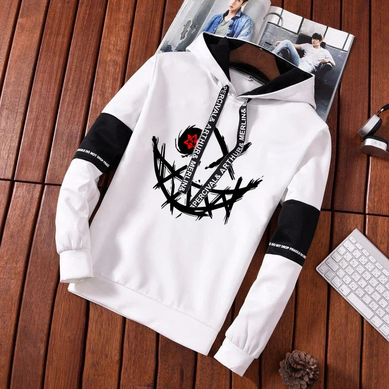 Evil Smile Printed Hoodie 2026 Trendy Mens Sweatshirt Jogger Set Winter Autumn Casual Sportswear Urban Streetwear Hooded Outfit
